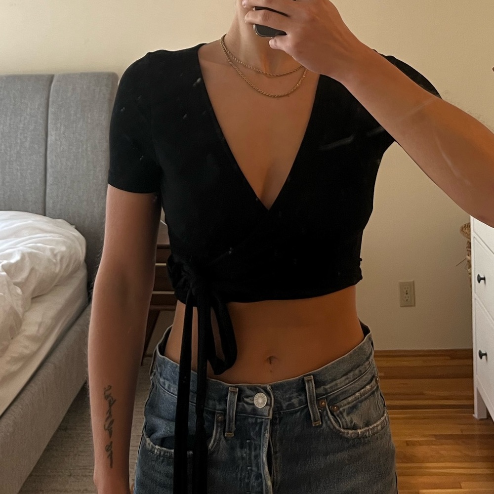 Black Showpo Wrap Crop Top